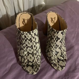 Vince Camuto snakeskin mules